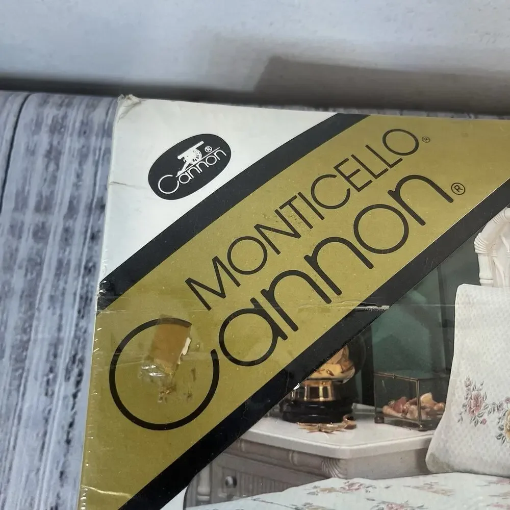 Vintage Monticello Cannon 3pc Twin Sheet Set Pillowcase Orange Yellow Floral 692